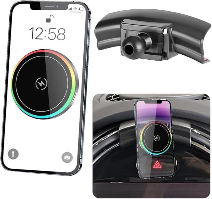Car Magnetic Phone Holder Mount for MINI F54 F55 F56 F57 F60 [ 2022 2023 2024 F-Series Clubman/Convertible/Hardtop 2 & 4 Door] and 2021-2024 Countryman Auto Accessories Best Fast 15W Wireless Charger