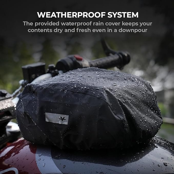 ViaTerra Downtown Magnetic Motorcycle Tank Bag | Easy Access, Shape Retention, External Rain Cover Included | Fits All Metal Tanks