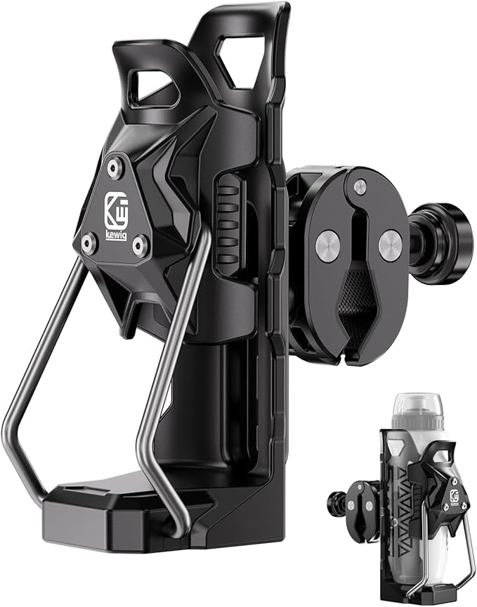 Kewig Anti-Theft Motorcycle Cup Holder, Adaptive Adjustbale Size Bike Water Bottle Holder for 1.95-3.14" Diameter Bottles – Universal Drink Holder for Stroller, Moto, Bicycle, Scooter, Wheelchair