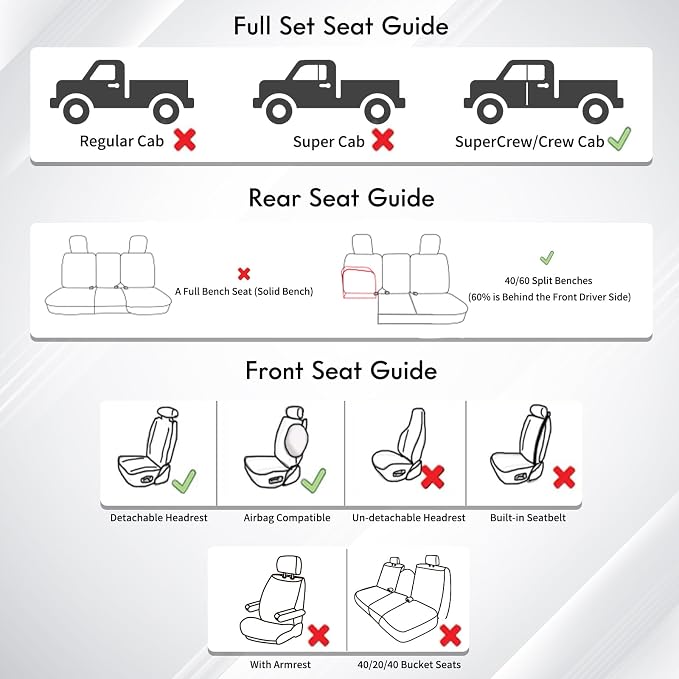 Huidasource F150 F250 F350 Front&Rear Leather Seat Covers Fit for 2015-2026 Ford F150 SuperCrew & 2017-2026 F250 F350 F450 Super Duty Crew Cab XL XLT Lariat King Ranch Platinum(Full Set/Beige)