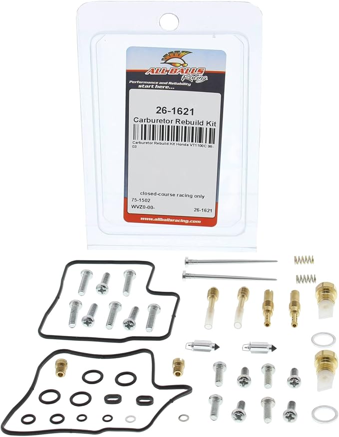 All Balls Racing Carburetor Rebuild Kit 26-1621 Compatible With/Replacement For Honda VT1100C 1998-2003