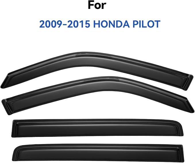 Window Visors Rain Guards Shield for 2009 2010 2011 2012 2013 2014 2015 Honda Pilot, Out-Channel Window Vent Wind Deflectors Visors Shades for 09-15 Pilot