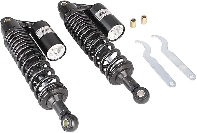 13.4" 340mm Pair Universal Motorcycle Air Rear Shock Absorbers for HONDA for Suzuki for Yamaha for Kawasaki ATV Go Kart Quad Dirt Sport Bike,Black