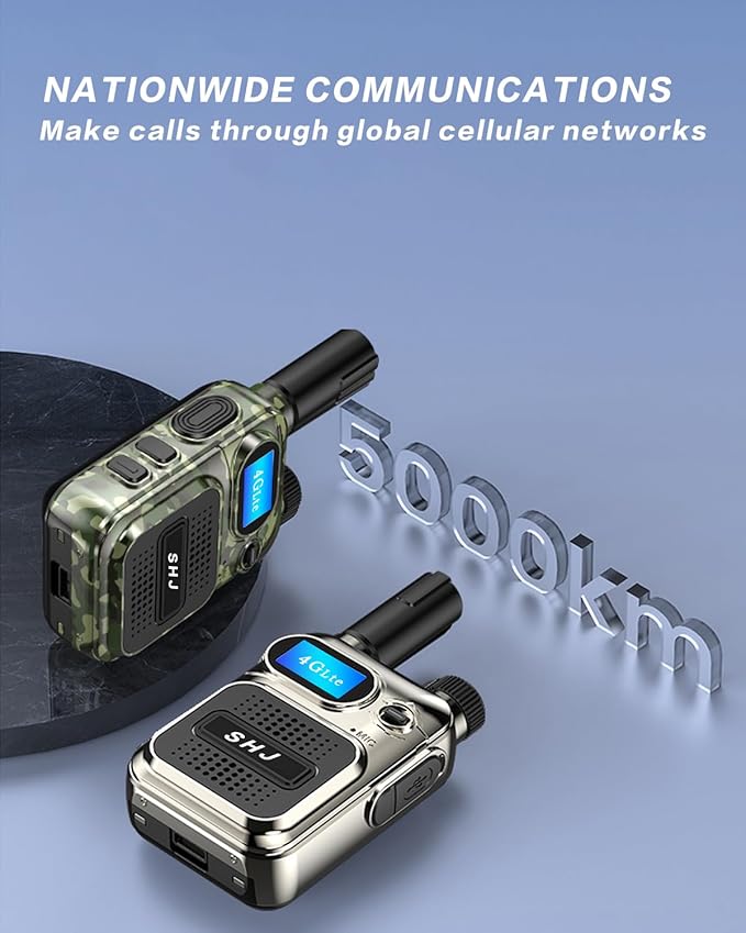SHJ 4G PoC Radios with 1 Additional Yearly Sim Cards- Ultimate Communication Solution for Businesses and Teams walkie-Talkie Durable and White Silver (Army Green)