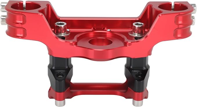 Motorcycle Top Triple Clamp 7/8" 22MM Upper Triple Tree Bar Mount with Risers Set CNC for CRF110 CRF110F 2013-2024 CRF125F CRF125FB 2019-2024 CRF 110F 125F 125FB Red