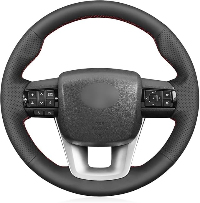 MEWANT Car Steering Wheel Cover for Toyota Hilux/Fortuner Hand Stitch Leather Car Steering Wrap