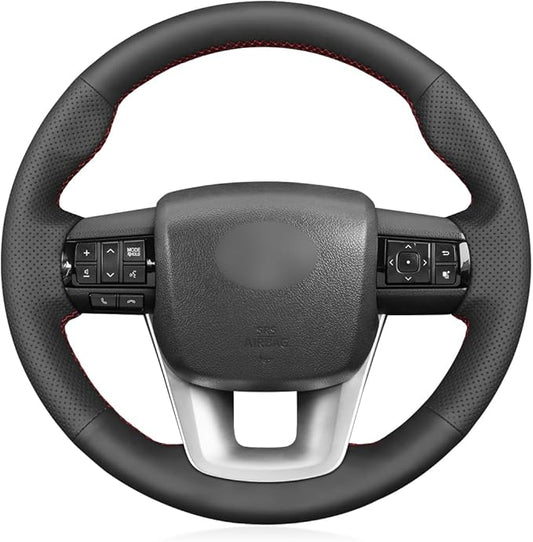 MEWANT Car Steering Wheel Cover for Toyota Hilux/Fortuner Hand Stitch Leather Car Steering Wrap