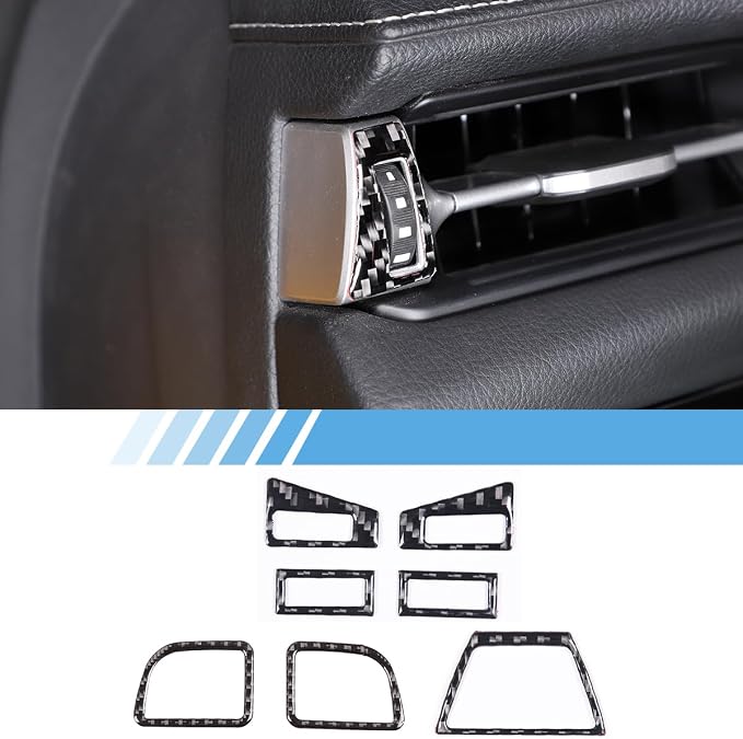 Real Soft Carbon Fiber Car Center Console Dashboard Air Outlet Warning Light Switch Panel Exhaust Vent Pulley Panel Decorative Stickers,for Toyota Supra 2019-2022,7PCS (Black)