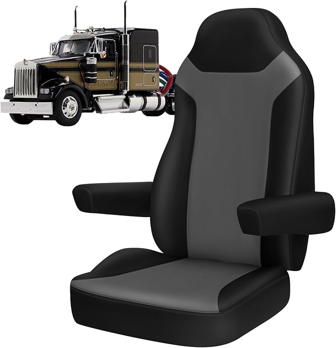 Seat Cover Fit for Legacy High Back Seat with Armrests | Heavy Duty PU Leather Driver or Passenger Side High Back Semi Truck Seat Cover with Armrests