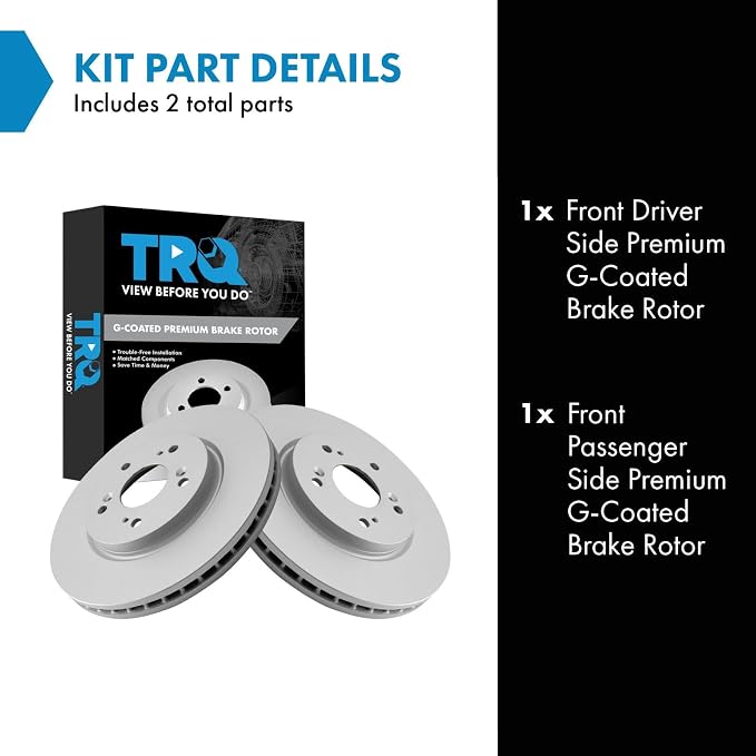 TRQ Front Brake Rotor Set G Coated Vented Compatible with 2007-2012 Acura RDX 2007-2016 Honda CR-V 2010-2011 Accord Crosstour 2012-2015 Crosstour