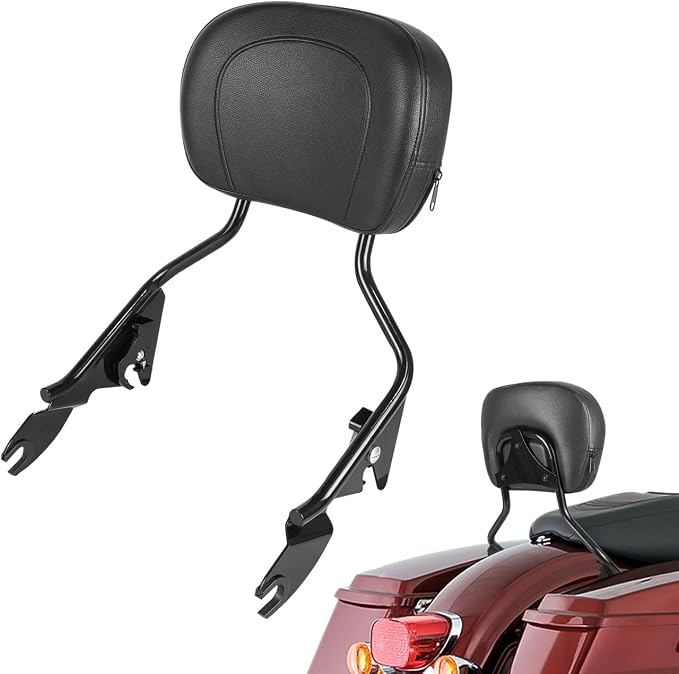 Detachable Upright Passenger Backrest Sissy Bar With Backrest Pad Compatible With for 2009-2025 Harley Touring Street Glide Road King Electra Glide Road Glide FLHR FLHX FLHT FLTR,Black