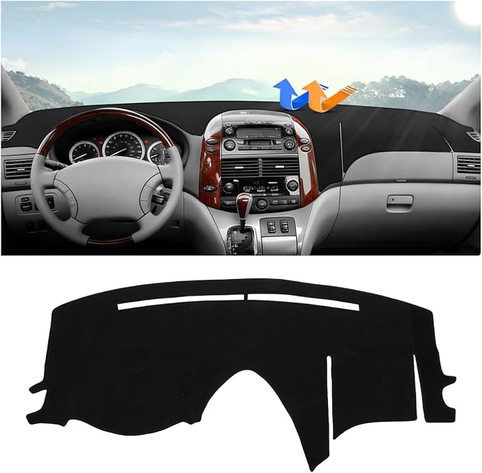Autorder Dashboard Cover Mat for Toyota Sienna 2004-2010 Accessories Dash Cover Upgrade Flannel Dash Mat Sunshade Glare UV Rays Protector