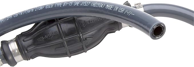 Attwood Universal Marine Fuel Line Kit, EPA Compliant, 6 Feet Long, 3/8-Inch Diameter Hose with Tank Fitting, Sprayless Connestor (Tank-side Fitting), Primer Bulb, 93806UUS7
