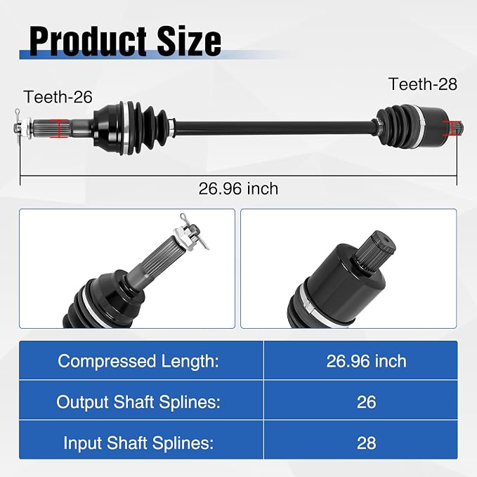 Frokom Rear CV Axle Drive Shaft for Polaris Ranger XP 900 2013-2018, Ranger 1000 / XP 1000 2015-2018, ACE 900 2017-2019, 2017 RZR S 570, OEM 1332947