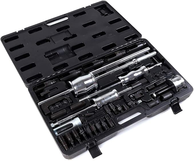 SCITOO 40pcs Fit Stubborn Diesels Engines Diesel Injector Extractor Master Tool Common Rail Tool Kit 3 Slide Hammers Various Adaptors