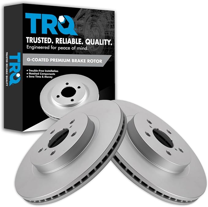 TRQ Front Brake Rotor Set G Coated Vented Compatible with 2018-2023 Subaru Crosstrek 2017-2023 Impreza