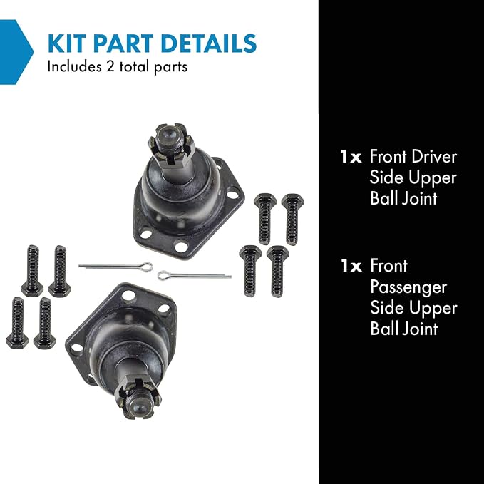 TRQ Front Upper Ball Joint Set Driver and Passenger Side Compatible with 1984-2005 Chevrolet S10 1984-2004 GMC Sonoma 1998-2000 Isuzu Hombre 1991-2001 Oldsmobile Bravada