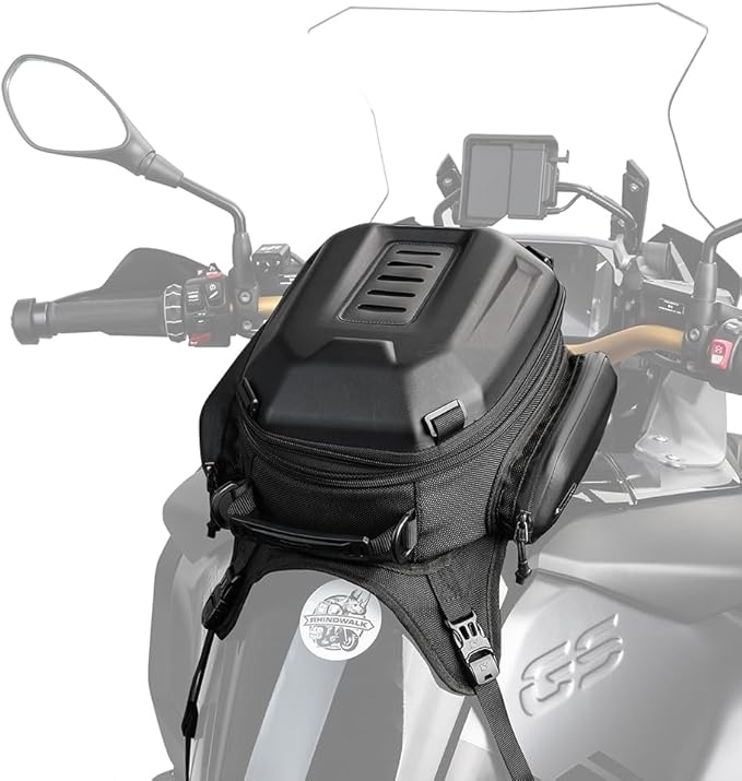 Rhinowalk Motorcycle Tank Bag, 15-18L Expandable Motorcycle Storage, Waterproof All Weather-Matte Black