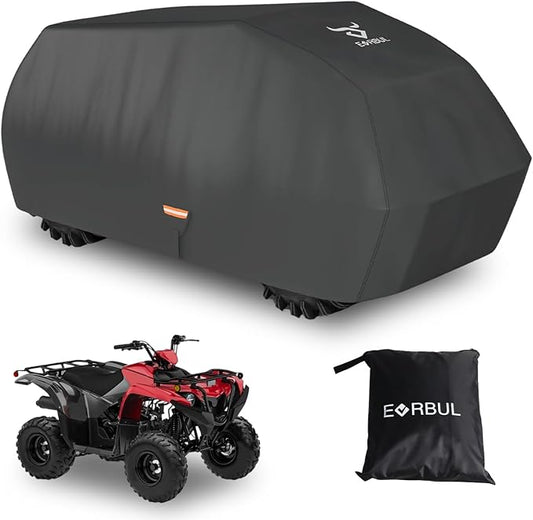 EVRBUL 420D Waterproof Small ATV Cover Outdoor Storage UV Protection ATV Cover 61.42"x41.34"x29.53" Compatible with Kawasaki Yamaha Polaris Honda Suzuki All-Weather Protection 4 Wheeler Quad Cover