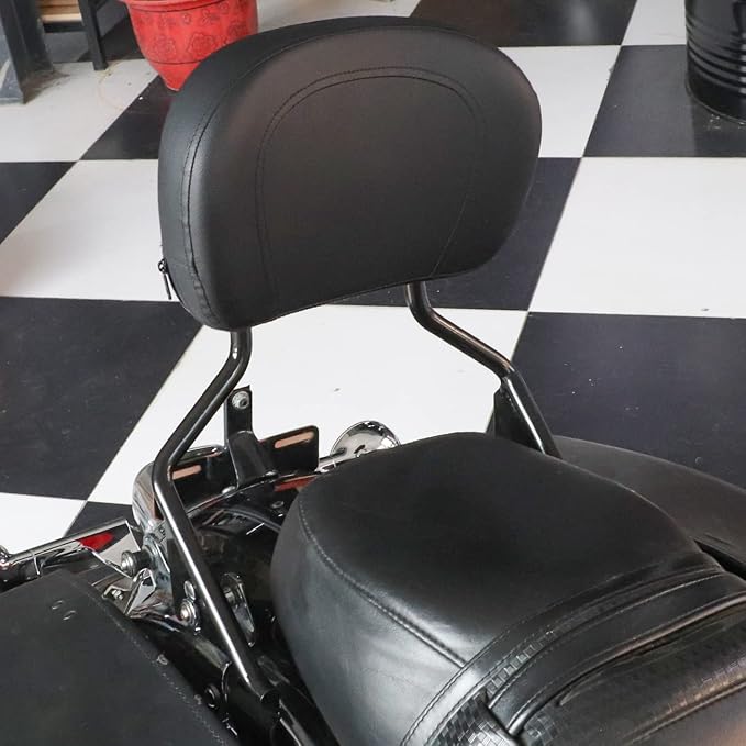 AUFER Detachable Upright Passenger Backrest Sissy Bar w/Back Rest Pad Compatible With For Touring Road King Street Glide Electra Glide Road Glide FLHR FLHX FLHT FLTR 2009-2026 (Black） | High Quality Metal Backrest Sissy Bar,Easy to Install And Disassemble