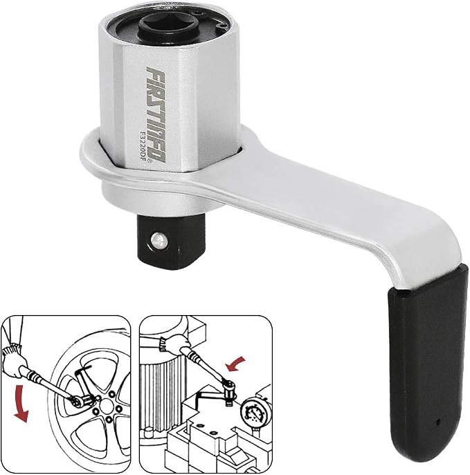 FIRSTINFO F3220DF - 800 N.m. (590 Ft-lbs) Manual Torque Multiplier 3.4:1 Wrench, 1/2 inch Drive (Female/Input) to 3/4 inch Drive (Male/Output) Adaptor, Max. 800 Nm Lug Nut/Labor Saving Tool