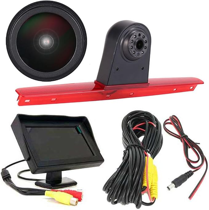 1280 * 720 Pixel Super HD Brake Light Backup Camera with 4.3 Inch LCD Monitor, Night Vision Reversing Camera Replacement for VW T5 Bus Transporter Multivan Caravelle Bussiness 2003-2015 Bj