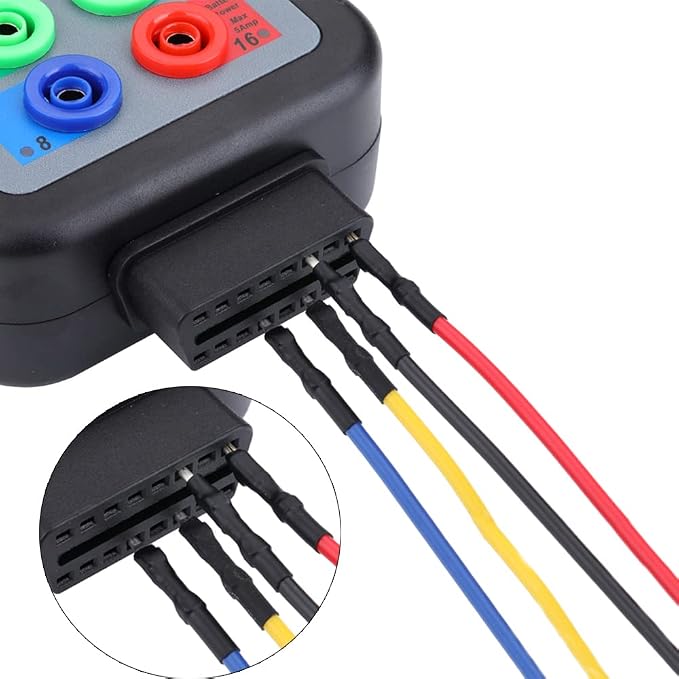 OBD2 Breakout Box with LED Light Indicator, Professional 16-Pin OBDII Breakout Box, Portable Automotive Electrical Diagnostic Test Tool with16pcs 4mm Banana Jump Wire