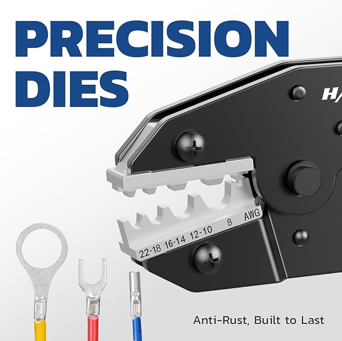 haisstronica Crimping Die for Non-Insulated Terminals, 22-8 AWG