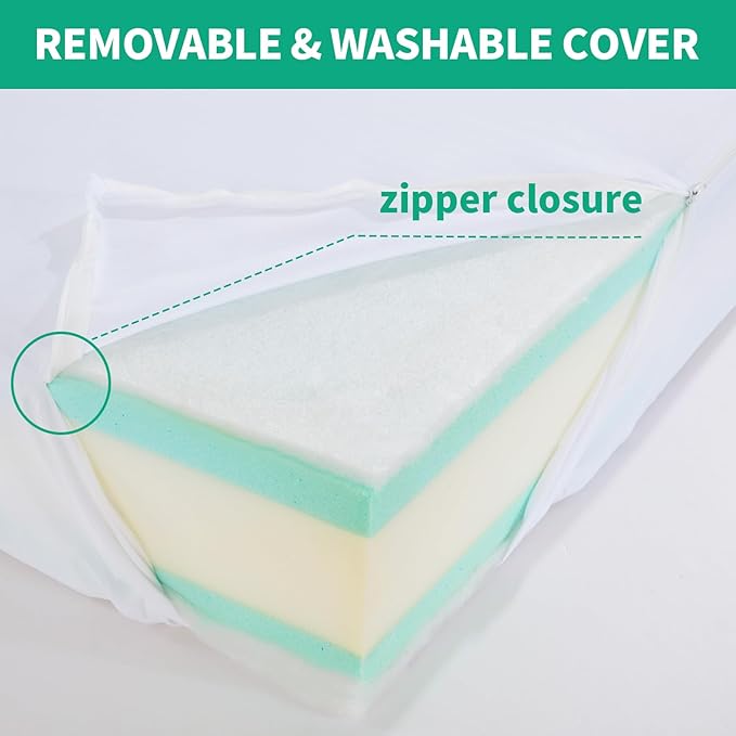 HOMBYS Memory Foam Couch Cushion Replacement, High Density Upholstery Foam Wrapped with Memory Foam & Polyester Batting, Sofa Cushions Inserts with Dacron Fiber Layer,with Removable Cover,5"x24"x24"