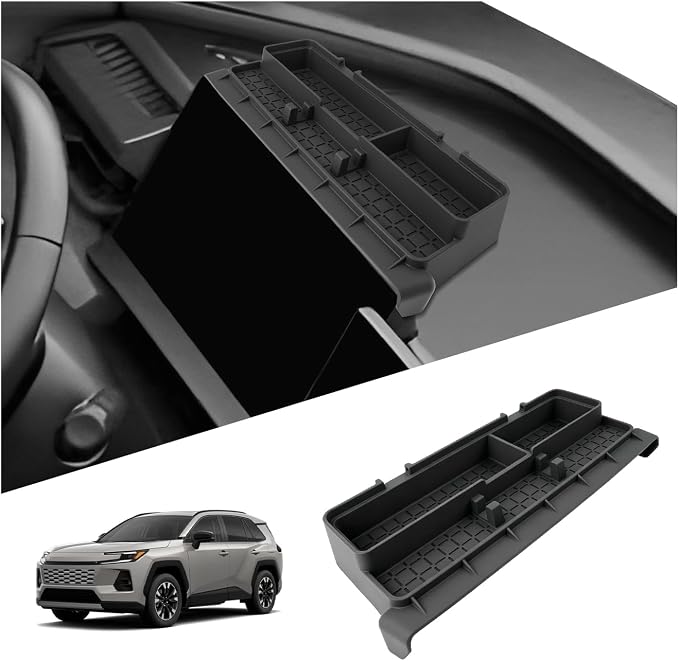 SKTU 2026 RAV4 Dashboard Storage Box 12.3" for 2026+ Toyota RAV4 (LE/SE/XLE Premium/Woodland/XSE/Limited) Dashboard Organizer Toyota RAV4 2026 Accessories Rubber Dashboard Tray (Only for 12.3" Dash)