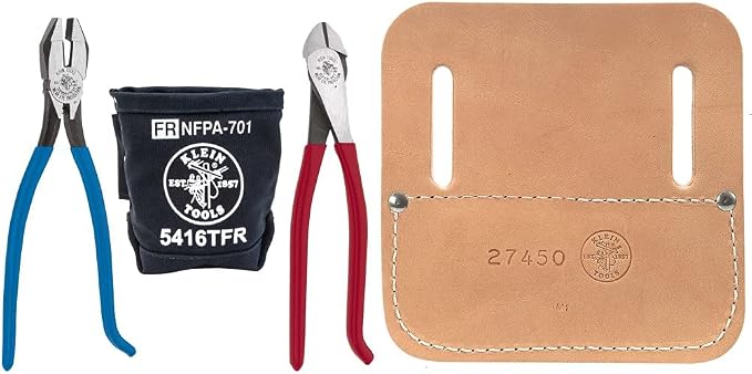 Klein Tools Pliers Kit with Tie Wire Reel Pad | Ironworker's Diagonal Cutting Pliers, Heavy Duty Side Cutters and Flame Resistant Canvas Tool Bag