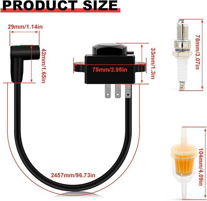 Ignition Coil for Kohler CH740 CV740 SV735 SV740 Replace 24-584-89-S 24-755-172-S 24-584-63-S with Spark Plugs