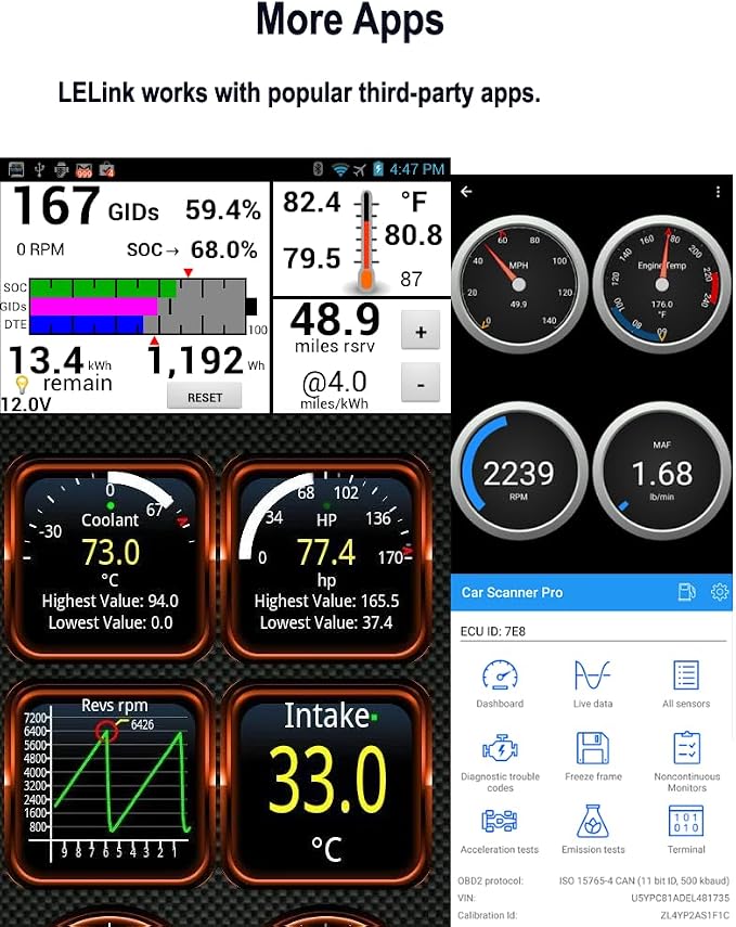 LELink Bluetooth Low Energy BLE OBD-II OBD2 Car Diagnostic Tool for iPhone/iPod/iPad and Android. New: Configurable Auto On/Off