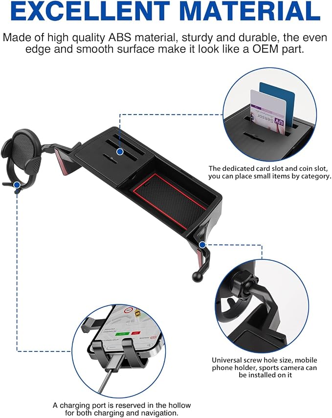 Autorder Car Phone Holder for 2021-2024 Toyota Sienna Accessories Center Console Dash Organizer with Dedicated Card Coin Storage Box 360°Rotation Phone Mount Hands-Free (Only for 8'' Screen)