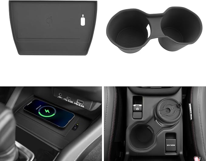 LUWU for 2025 2026 Subaru Forester Accessories Compatible with 2025 2026 Forester Wireless Charging Anti-Slip Mat - Center Console Cup Holder 2-Pack (Not for 2026 Touring/Wilderness/Premium)