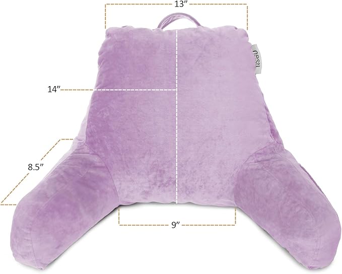 Nestl Reading Pillow for Kids & Teens with Shredded Memory Foam, Backrest Pillows for Reading, Watching, and Gaming, Use on The Couch, Bed, or Floor, Adjustable Support with Washable Cover Lavender
