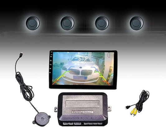 LCD Parking Sensor Kit - Displays Data on Original Screen, Easy Rear Installation, Compatible with CVBS Cameras (Not for AHD), 18 Probe Colors to Match Any Vehicle MatteBlack