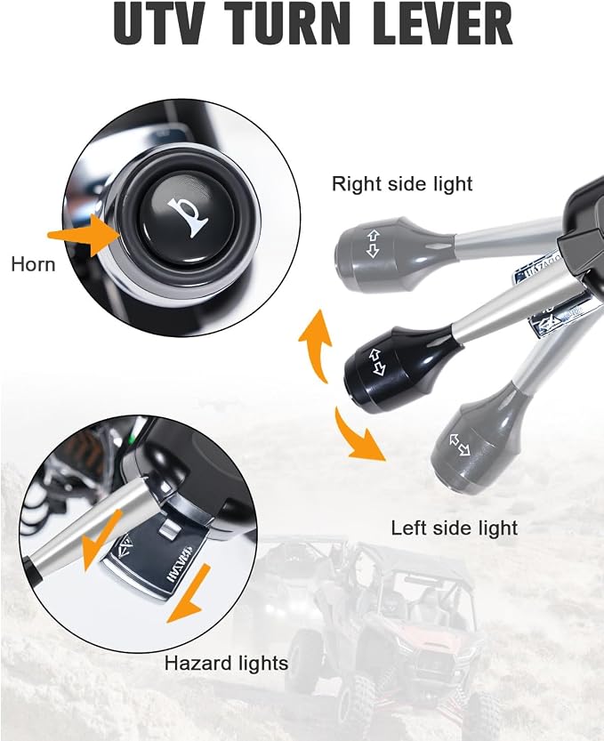 UTV Turn Signal Kit with 110dB Horn, Pre-Wired, Plug and Play UTV ATV Blinker with Lever Column Switch, Universal Street Legal Turn Signals Compatible with Polaris, Can-Am, Teryx, CFMOTO