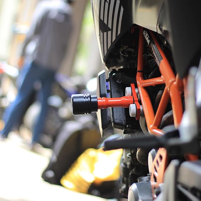 Motoaggrandize Frame Sliders | Crash Protectors for KTM Duke 125 | 160 | 200 | 250 | 390 [Gen 1 and Gen 2 only] | Colour: Orange | White