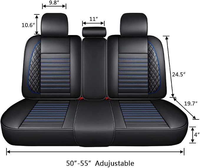 otoez Universal Car Seat Covers Full Set 5 Seat Waterproof Automotive Seat Protector Auto Cushion Cover Compatible with Most Honda Toyota Chevy Ford Vehicles,Trucks,SUV (Blue+Black)