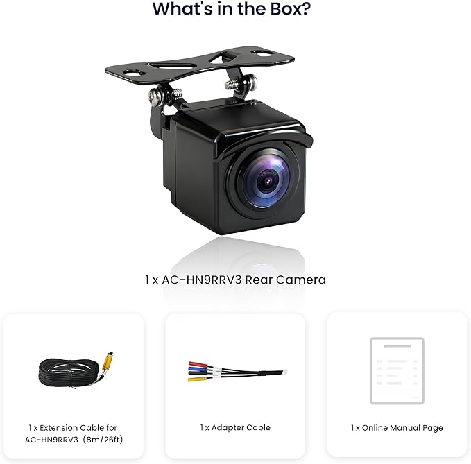 AHD 1080p Backup Camera with 30fps,134° Wide-Angle, Starlight Night Vision, IP67 Waterproof,G-Sensor, Parking Mode, Loop Recording, Only Compatible with V10 Series, AC-HN9RRV3