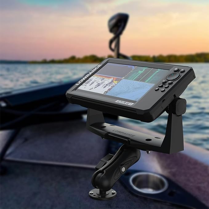 Aobelieve Aluminum Fish Finder Mount for Lowrance, Garmin and Humminbird, C-Size 1.5 Inch Ball, 5.19 Inch Arm, Heavy Duty Adjustable Marine Electronics Mount for Boat & Kayak, Black
