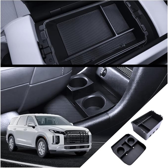 for Palisade Center Console Organizer 2026 Hyundai Palisade/Palisade Hybrid Accessories 2 Pcs Double-Layer Center Console Organizer + Lower Center Console Tray(Only for 7-Seat)