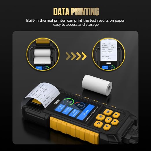 Battery Testers BT760 Automotive Battery System Testers 8V-32V Car Battery Analyzer with Battery/Load/Cranking/Charging Test,Data Printing,3 Rolls Printer Paper for Vehicles,HD,Trucks,Motorcycles