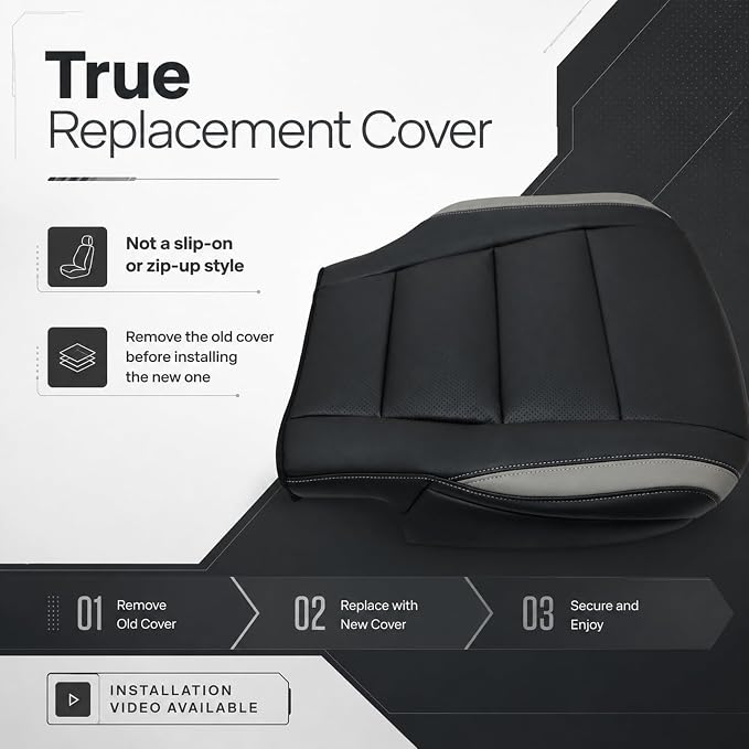NLQR Front Driver Side Bottom & Top Back Replacement Perforated Seat Covers Black RB Microfiber Leather Compatible with Ford F-150 2015 2016 2017 2018 2019 2020