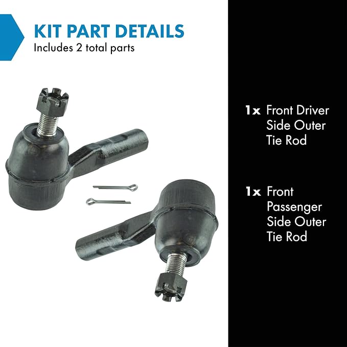 TRQ Front Outer Tie Rod Set 2 Piece Compatible with 2006-2012 Chevrolet Colorado 06-12 GMC Canyon 07-08 Isuzu i-290 07-08 i-370