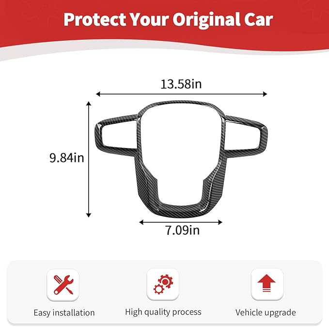 for Sierra Steering Wheel Panel Trim Sticker for GMC Sierra 2019 2020 2021 2022 2023 2024-Present Black Carbon Fiber Interior Accessories 1pc