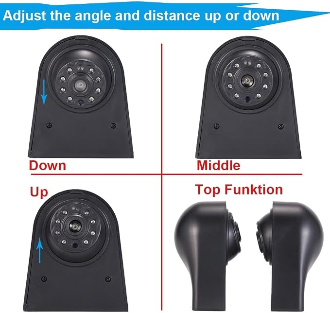 Car Third Roof Top Mount Brake Light 3 Rear View Camera Parking Safety Assistant System, HD Night Vision Waterproof for Ford Transit Custom 2012-2016 (with 7-inch Rearview Mirror)
