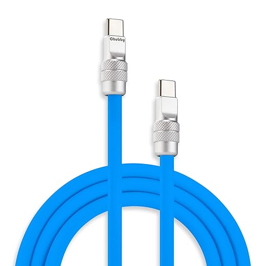 chubbycable Chubby 2.0 USB C 240W Fast Charging Cable Silicone Soft Durable USB C Cable Extra Thick Charger Cord Compatible with iPhone 17-15 Series iPad, Blue, Type-C to Type-C, 9.8FT