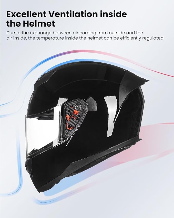 ILM Full Face Motorcycle Helmet for Motocross Street Bike DOT Certified 2 Visors Model-317(Gloss Black, XL)